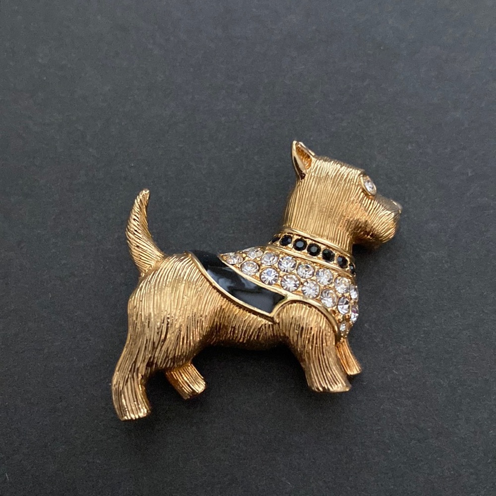 Vintage Susan Caplan Swarovski Scottie Scottish Terrier Dog Puppy Brooch